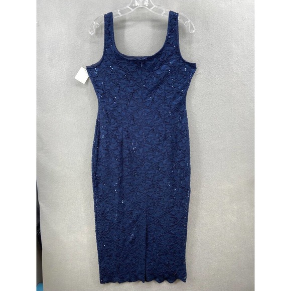 ALEX EVENINGS Dress‎ Women Sz 8 Blue Sequin Cocktail Sleeveless Stretch Lace - Picture 9 of 16